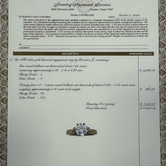 Ladies natural diamond engagement ring set in 14k white gold. - Picture 4 of 4